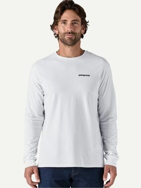 Patagonia Shirt Long Sleeve Medium Mens Ridge Logo Responsibili Tee Light Blue